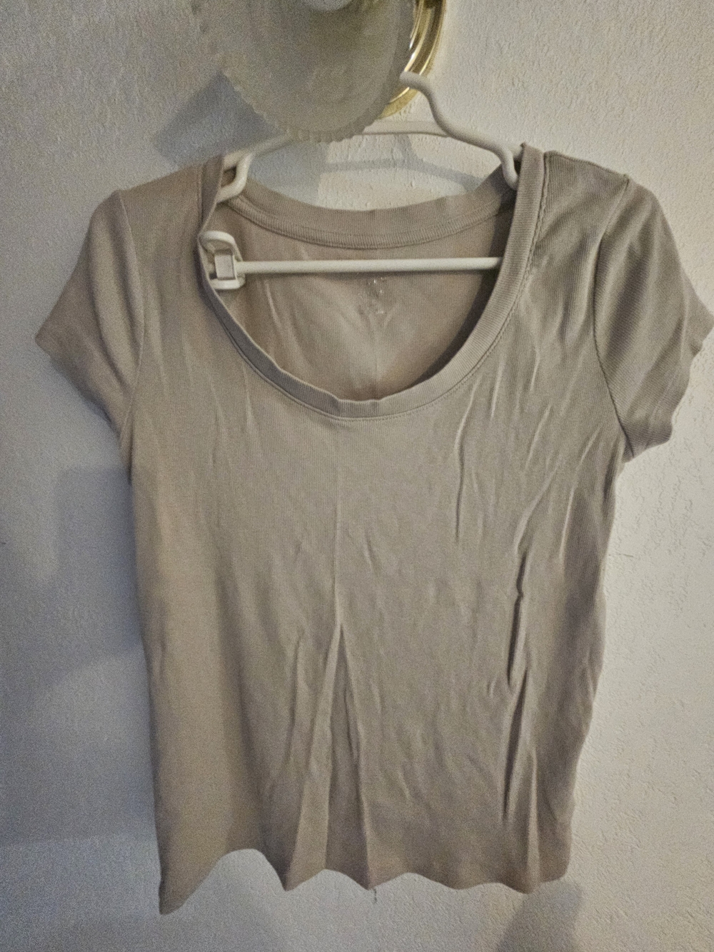Classic Womens Ribbed Scoop Neck Tee - Taupe XL. Free With Another Purchase